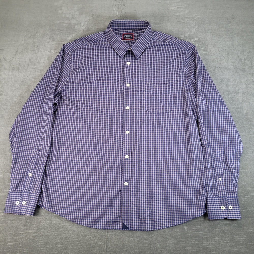 UNTUCKit Mens X Large Plaid Button Down Long Sleeve Shirt Blue‎ Red